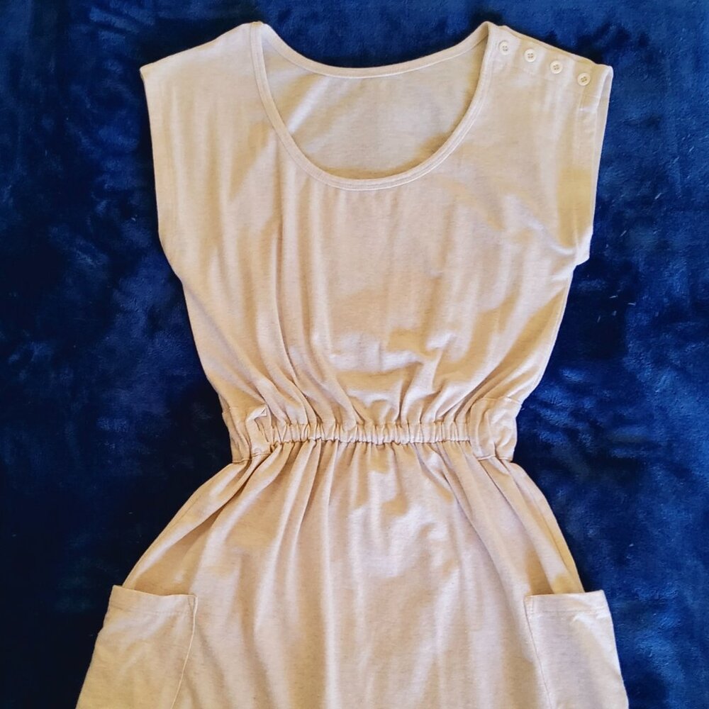 Cream Tunic Dress Renaissance Medieval Gladiator Peasant Cosplay Pocket